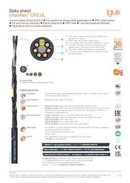 Technical data sheet chainflex® control cable CF9.UL