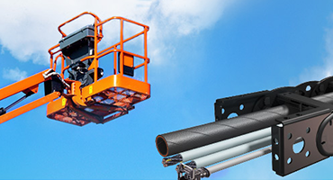 Components for aerial lifts, telescopic boom platforms